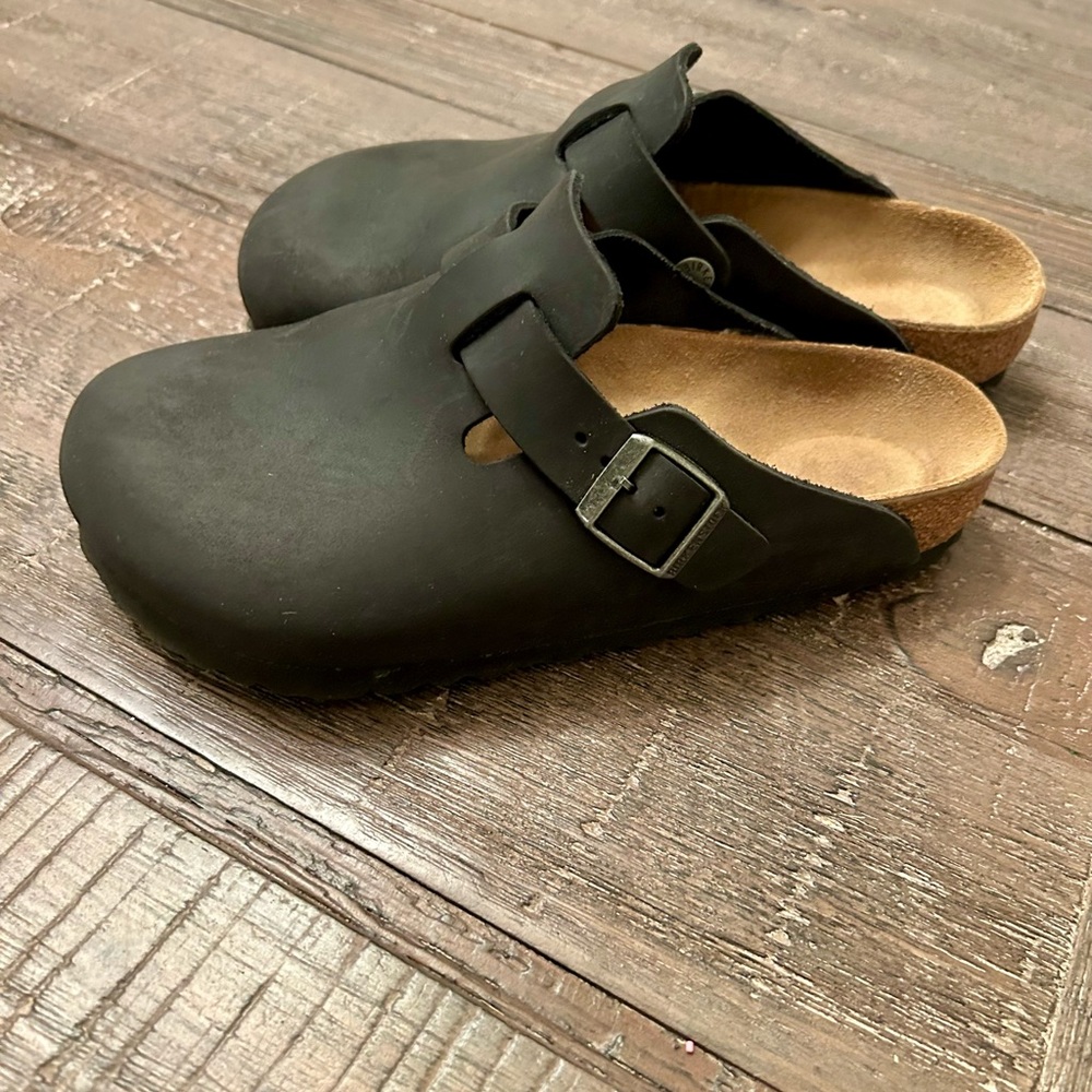 Vegan leather black birkenstock clog